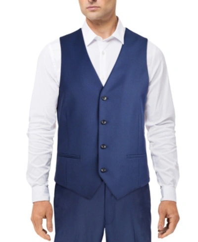 Shop Alfani Men's Classic-fit Stretch Solid Suit Vest, Created For Macy's In Blue
