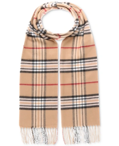 Shop V Fraas Men's Classic Plaid Cashmink Scarf In Camel