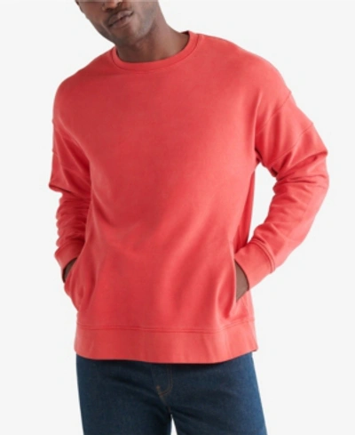 Shop Lucky Brand Men's Sueded Fleece California Crew Sweatshirt In Ribbon Red