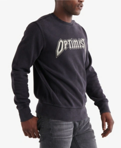 Shop Lucky Brand Men's Optimist Terry Crew Sweatshirt In Jet Black