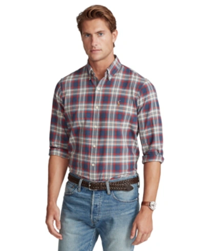 Shop Polo Ralph Lauren Men's Classic-fit Plaid Oxford Shirt In 4896 Blue/red