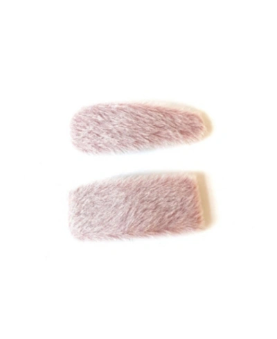 Shop Soho Style Pastel Faux-fur Hair Clip Two-piece Set In Pink