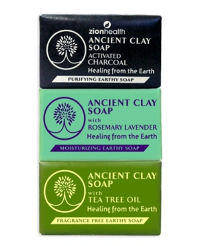 Zion Health Charcoal + Rosemary Lavender + Tea Tree Clay Soap Bundle 6 oz Each