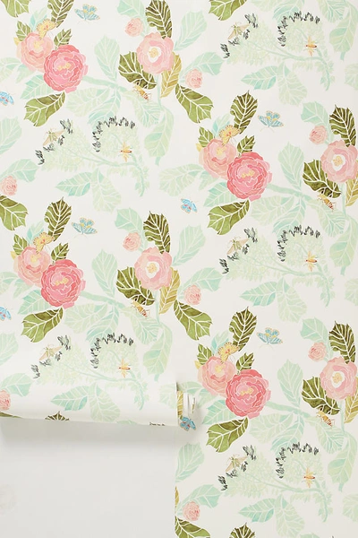 Shop York Wallcoverings Shelley Hesse Watercolor Flora Wallpaper In Green