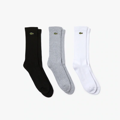 Shop Lacoste Men's Three-pack Of Sport High-cut Cotton Socks - M In Grey