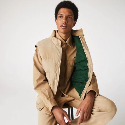 Lacoste Men's Live Cotton Canvas Blend Vest Jacket In Beige | ModeSens