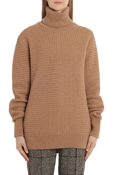 Shop Dolce & Gabbana Oversized Turtleneck Sweater In Camel