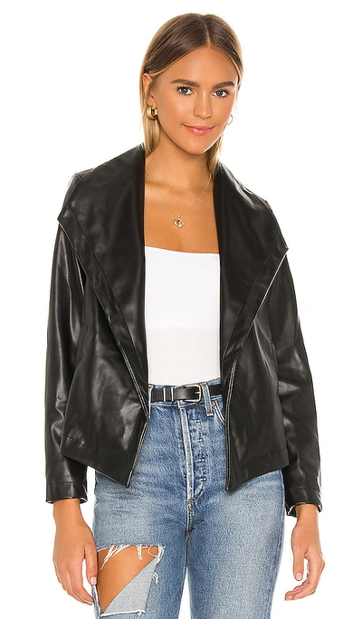 Shop Chaser Matte Vegan Leather Drape Front Jacket In Black