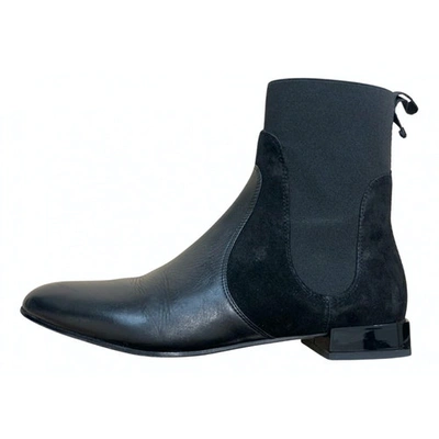 Pre-owned Emporio Armani Black Leather Ankle Boots