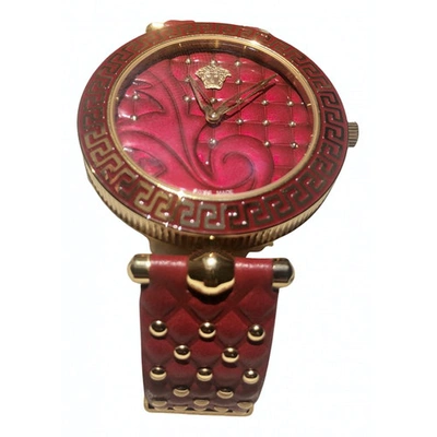 Pre-owned Versace Red Steel Watch