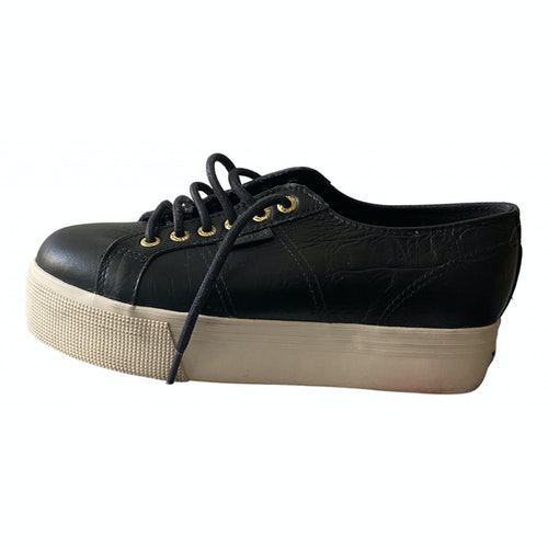 superga black leather trainers