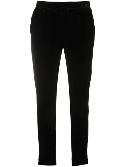 Shop Gold Hawk Slim-fit Velvet Trousers In Black