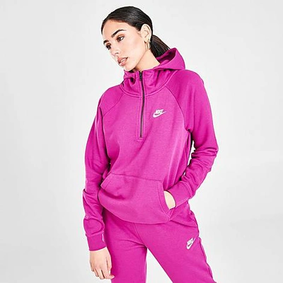 Shop Nike Women's Sportswear Essential Quarter-zip Hoodie In Cactus Flower