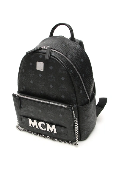 Shop Mcm Trilogie Stark Visetos Backpack In Black,grey