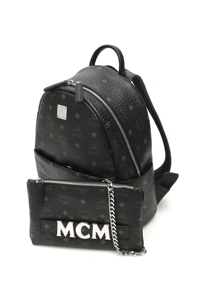 Shop Mcm Trilogie Stark Visetos Backpack In Black,grey