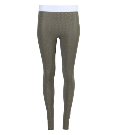 Shop Marine Serre Fuseau Printed Reflective Leggings In Green