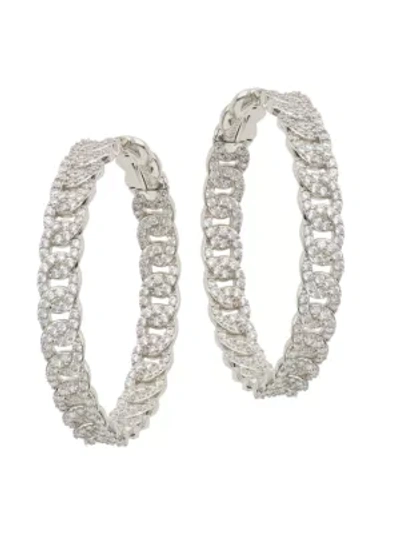 Shop Adriana Orsini Rhodium-plated & Cubic Zirconia Curb Hoop Earrings