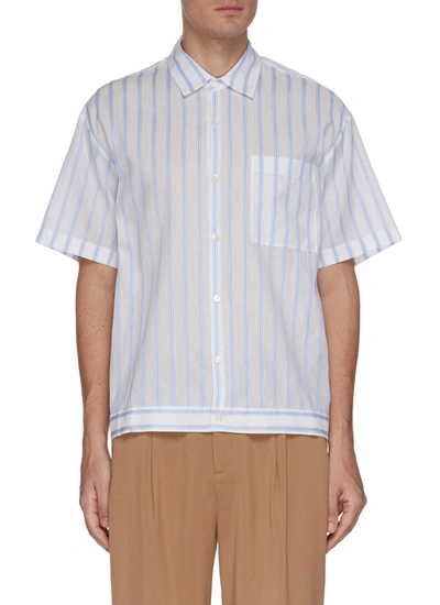 Shop Equil Stripe Print Elastic Hem Shirt In White