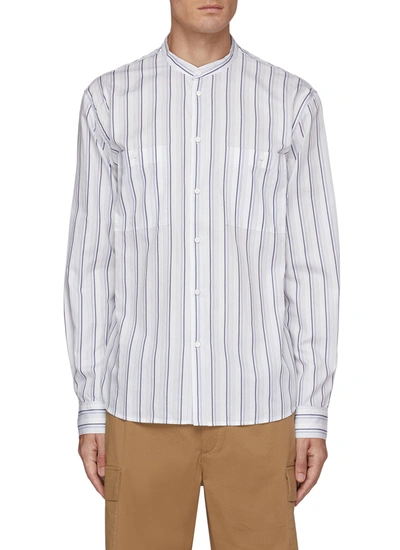 Shop Equil Mandarin Collar Stripe Shirt In Multi-colour
