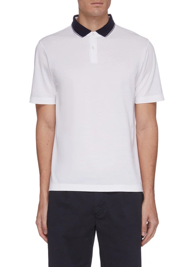 Shop Equil Tipping Collar Cotton Polo Shirt In White