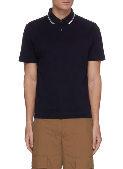 Shop Equil Tipping Collar Cotton Polo Shirt In Blue