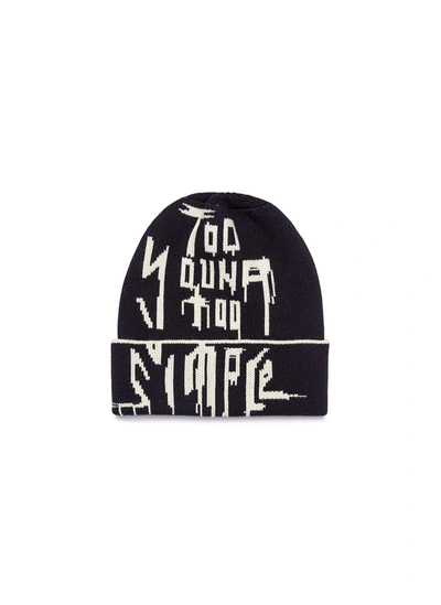 Shop Smfk 'splash' Slogan Intarsia Beanie In Black