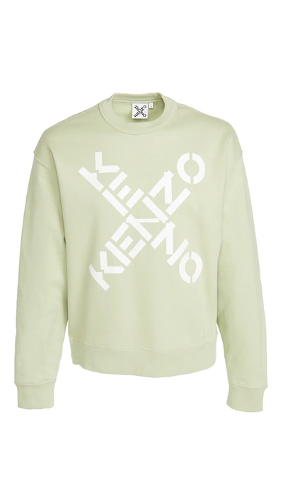 Shop Kenzo Sport Crew Neck Sweatshirt (big 'x') In Reed