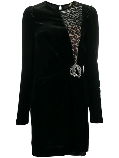 Shop N°21 Leopard Jacquard-insert Velvet Dress In Black