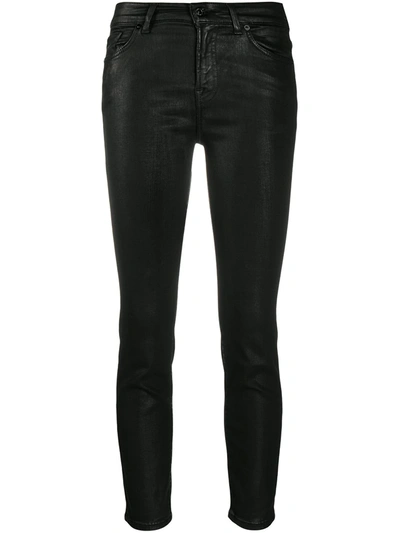 Shop 7 For All Mankind Roxanne Mid-rise Slim Jeans In Black