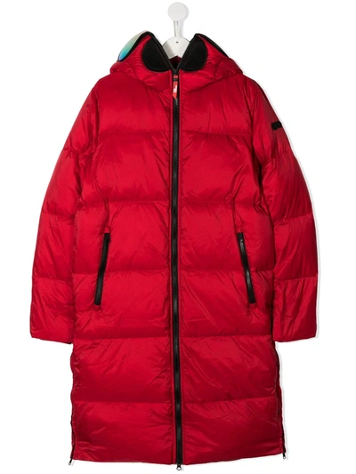 Shop Ai-riders On The Storm Teen Warming Warning Padded Coat In Red
