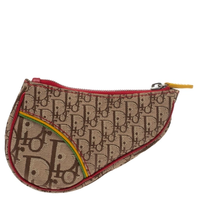 Pre-owned Dior Multicolor Oblique Canvas Rasta Saddle Coin Purse