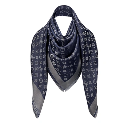 Pre-owned Louis Vuitton Blue Nuit Monogram Shine Shawl