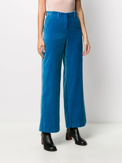 Shop Alysi Velvet Trousers In Blue