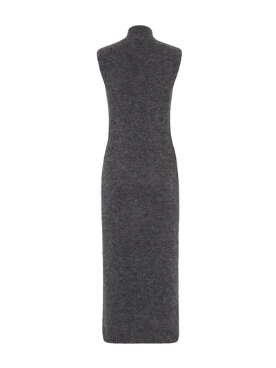 Shop Fendi Wool Dress In Grey