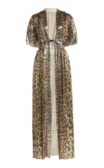 Shop Rabanne Women's Leopard-print Chainmail Kimono In Animal