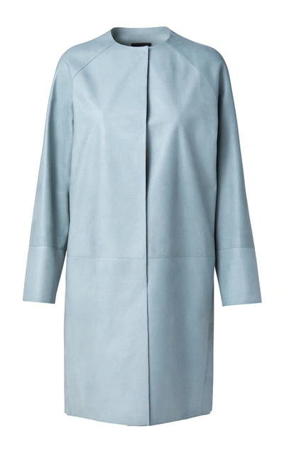 Shop Akris Oleck Leather Coat In Grey