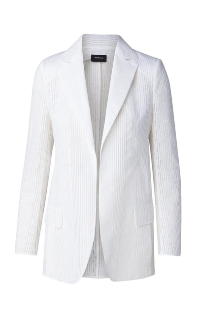 Shop Akris Natalia Cotton-blend Blazer In White