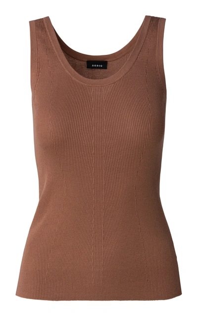 Shop Akris Women's Cotton Knit Tank Top In Brown