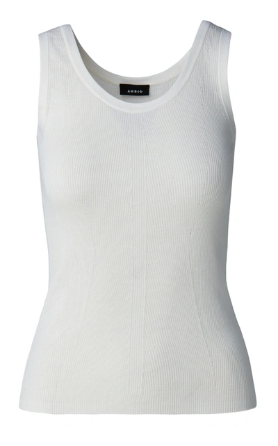 Shop Akris Cotton Knit Tank Top In White
