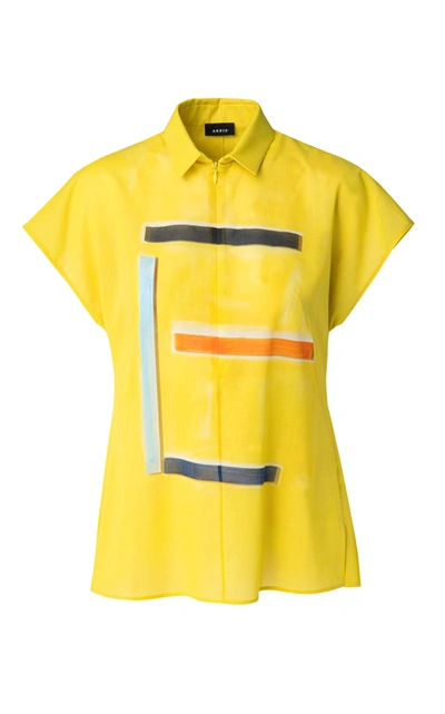 Shop Akris Printed Cotton Tunic Top In Yellow