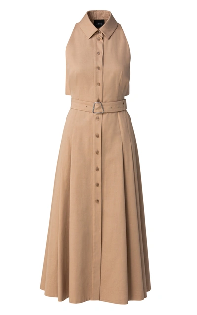 Shop Akris Women's Belted Cotton-poplin Shirt Dress In Brown