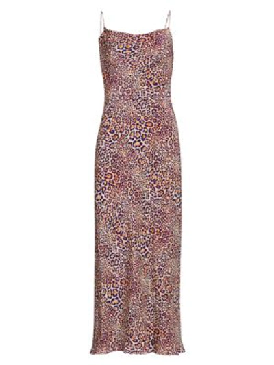 Shop Adriana Iglesias Gloria Jaguar-print Silk Slip Dress