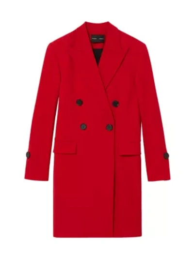 Shop Proenza Schouler Technical Wool Suiting Double Breasted Long Jacket In Red