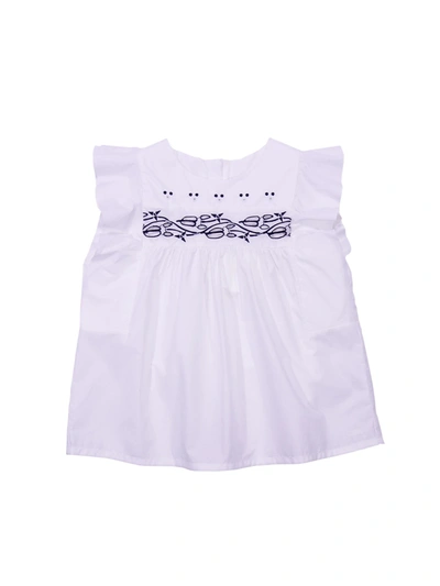 Shop Chloé White Sleeveless Blouse With Embroidery