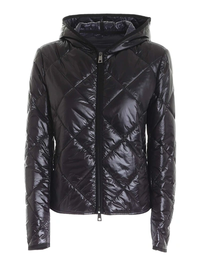Shop Fay Quilted Black Down Jacket With Hood