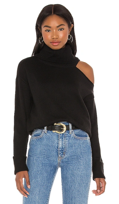 Shop 1.state Turtleneck Cold Shoulder Sweater In Rich Black