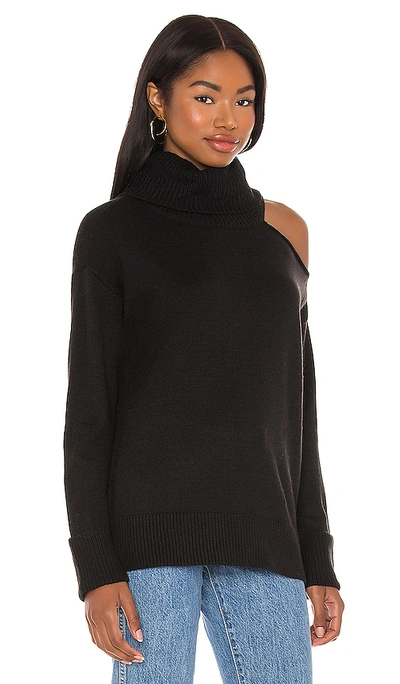 Shop 1.state Turtleneck Cold Shoulder Sweater In Rich Black