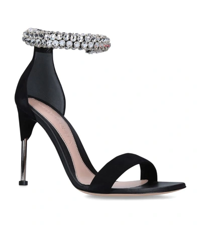Shop Alexander Mcqueen Suede Crystal-embellished Sandals 105