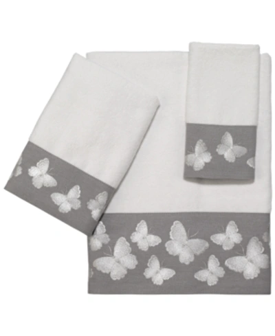 Avanti Yara Butterfly Bordered Cotton Bath Towel, 27" X 50" In White