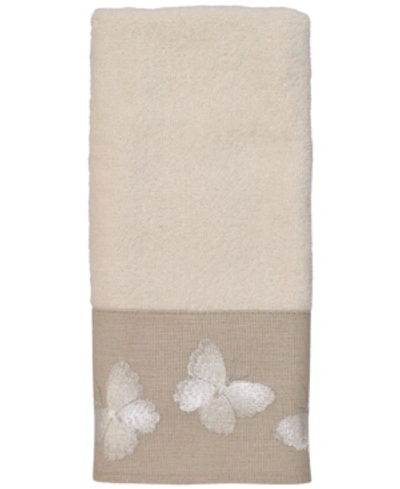 Shop Avanti Yara Butterfly Bordered Cotton Fingertip Towel, 11" X 18" In Ivory